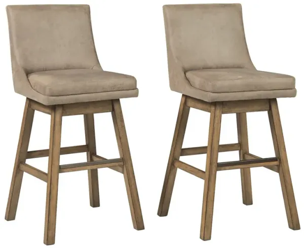 43 Inch Leatherette Padded Swivel Barstool, Set of 2, Beige-Benzara