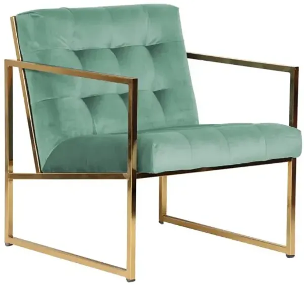 LeisureMod Lexington Tufted Velvet Accent Armchair With Gold Frame
