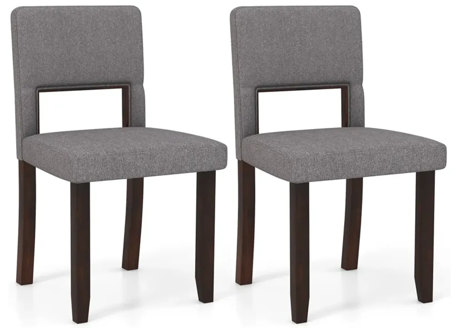 Set of 2 Wooden Dining Chair with Acacia Wood Frame Padded Seat and Back