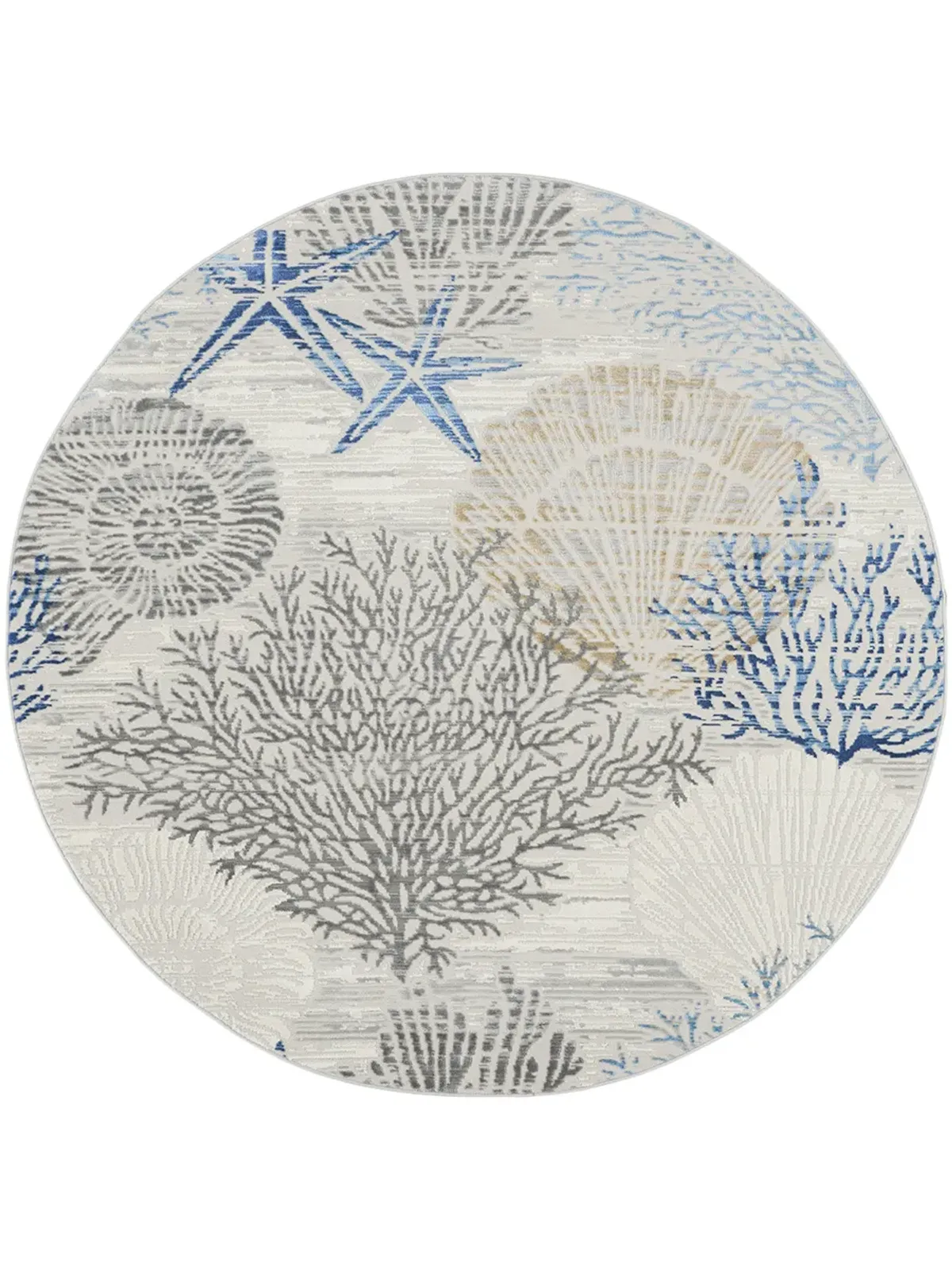 Seaside SDS04 Ivory/Gray/Blue 5'3" x Round Rug