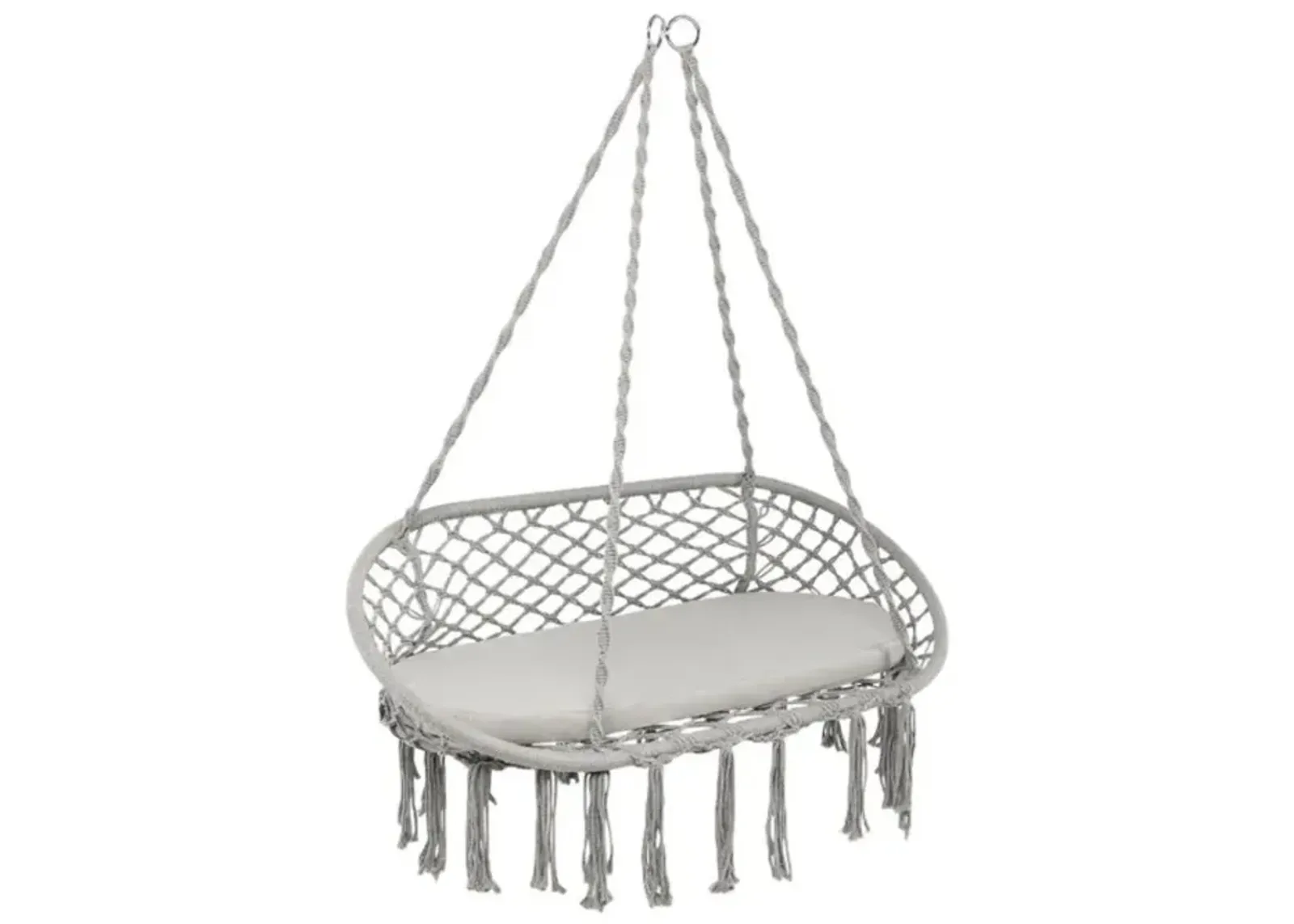 Hivvago 2 Person Hanging Hammock Chair Macrame Swing with Zippered Cushion