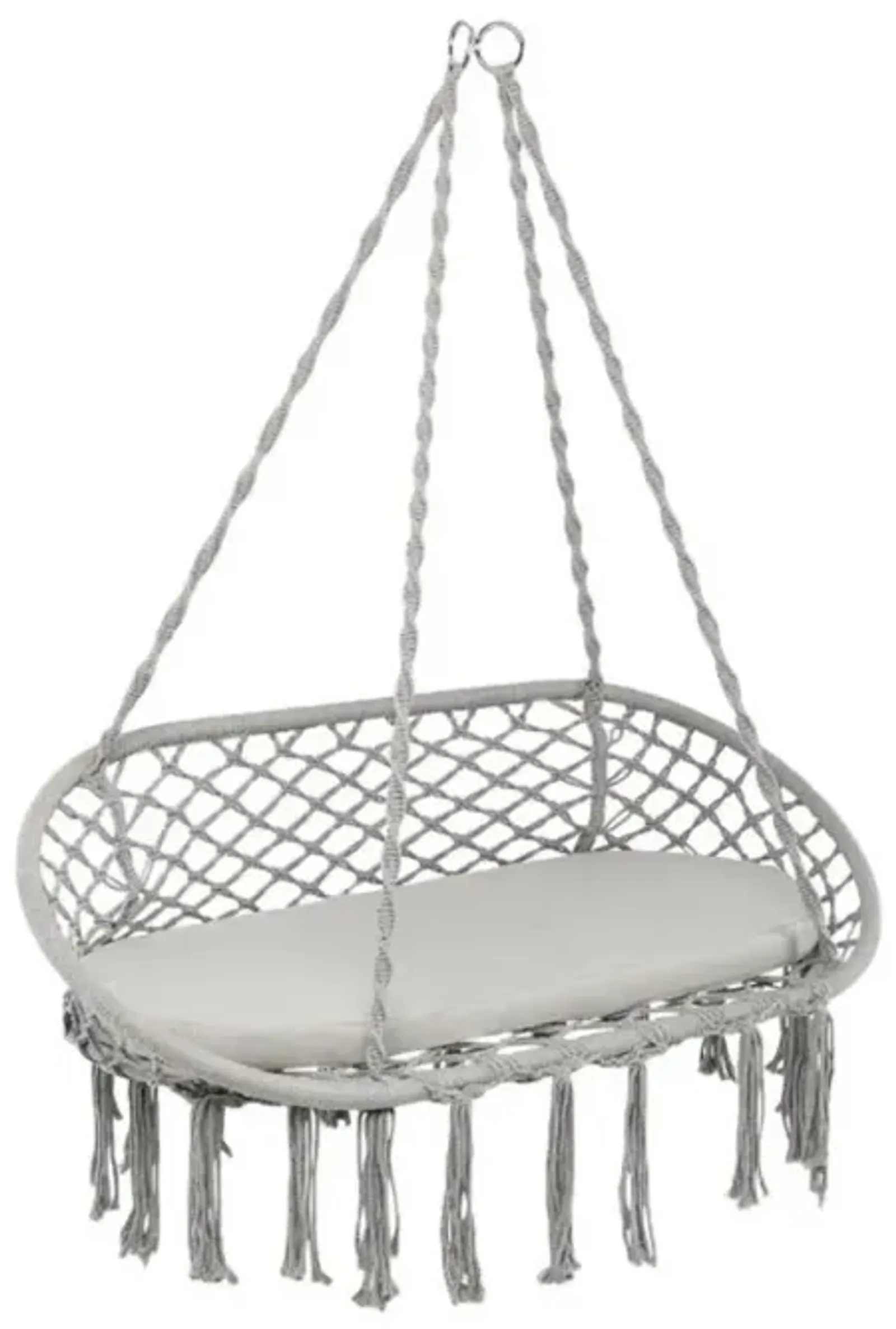 Hivvago 2 Person Hanging Hammock Chair Macrame Swing with Zippered Cushion