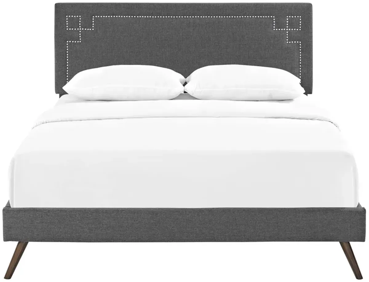 Modway - Ruthie Queen Fabric Platform Bed with Round Splayed Legs Gray