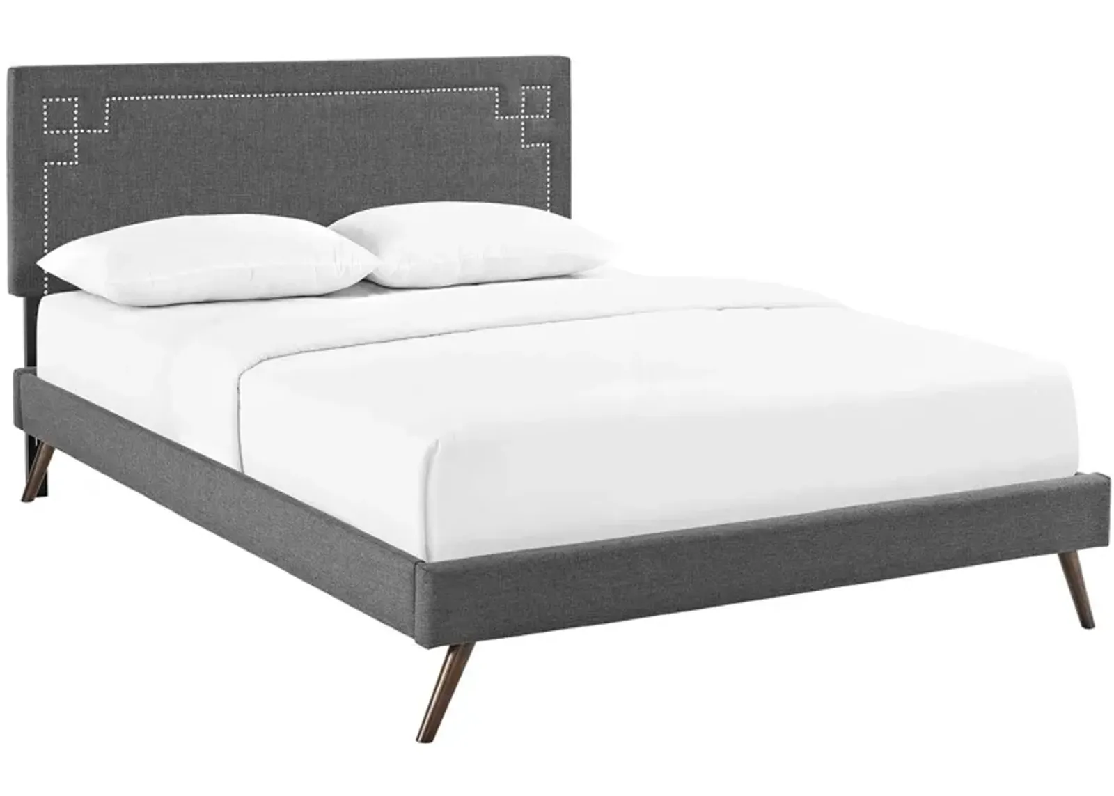 Modway - Ruthie Queen Fabric Platform Bed with Round Splayed Legs Gray