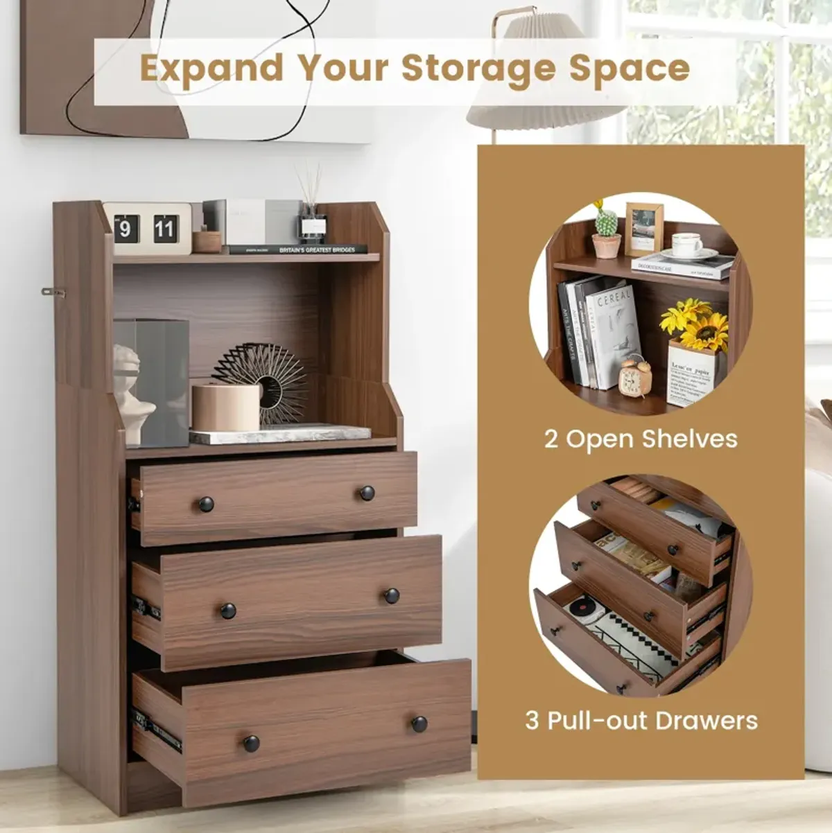 Modern Storage Dresser with Anti-toppling Device