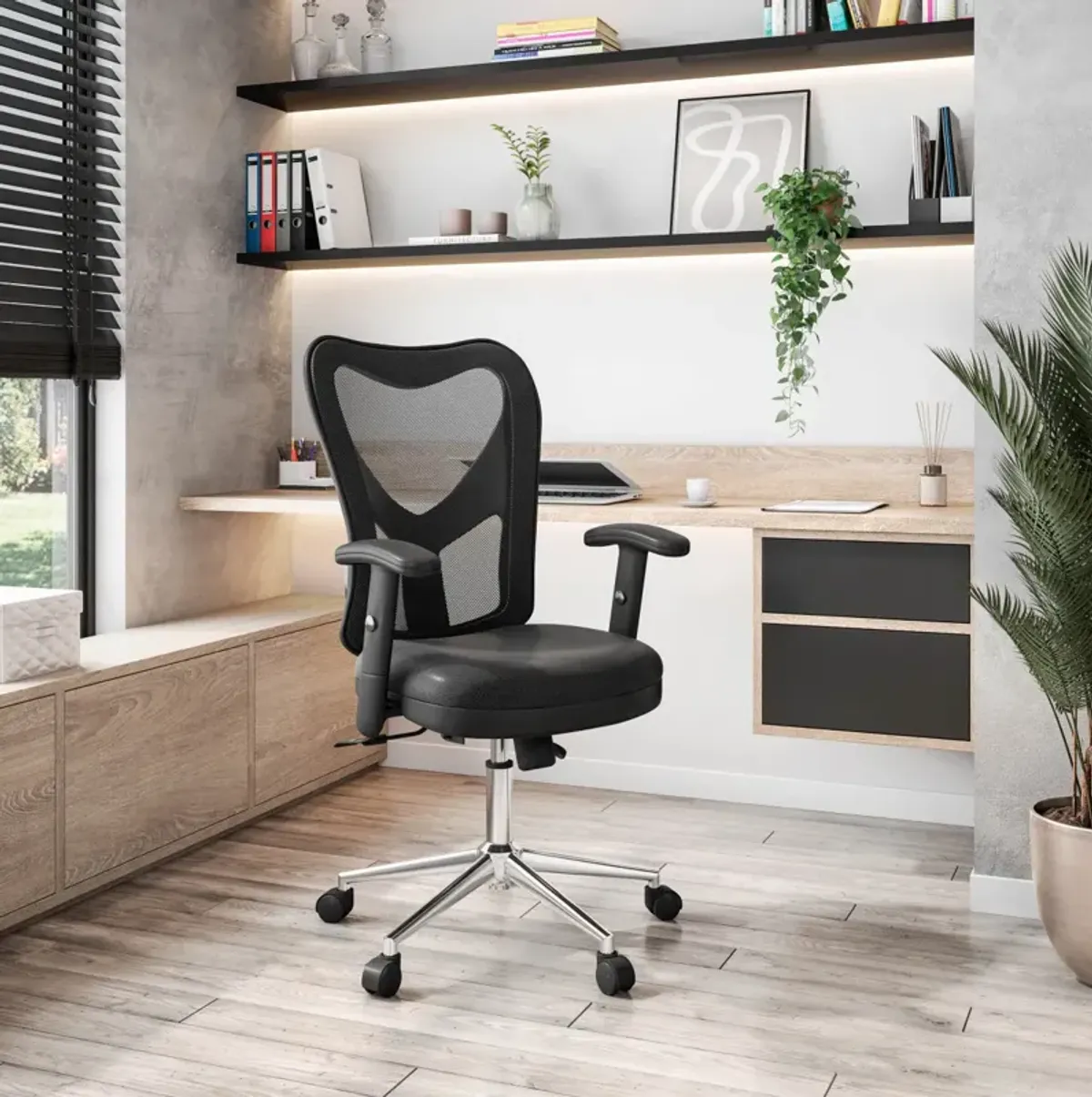 High Back Mesh Office Chair With Chrome Base, Black