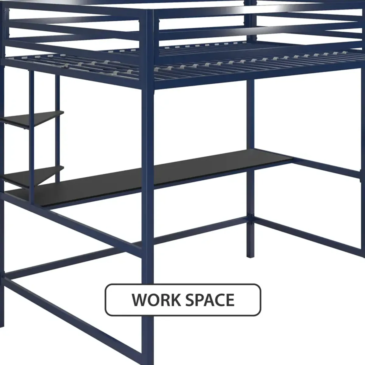 Novogratz Maxwell Metal Loft Bed with Desk & Shelves