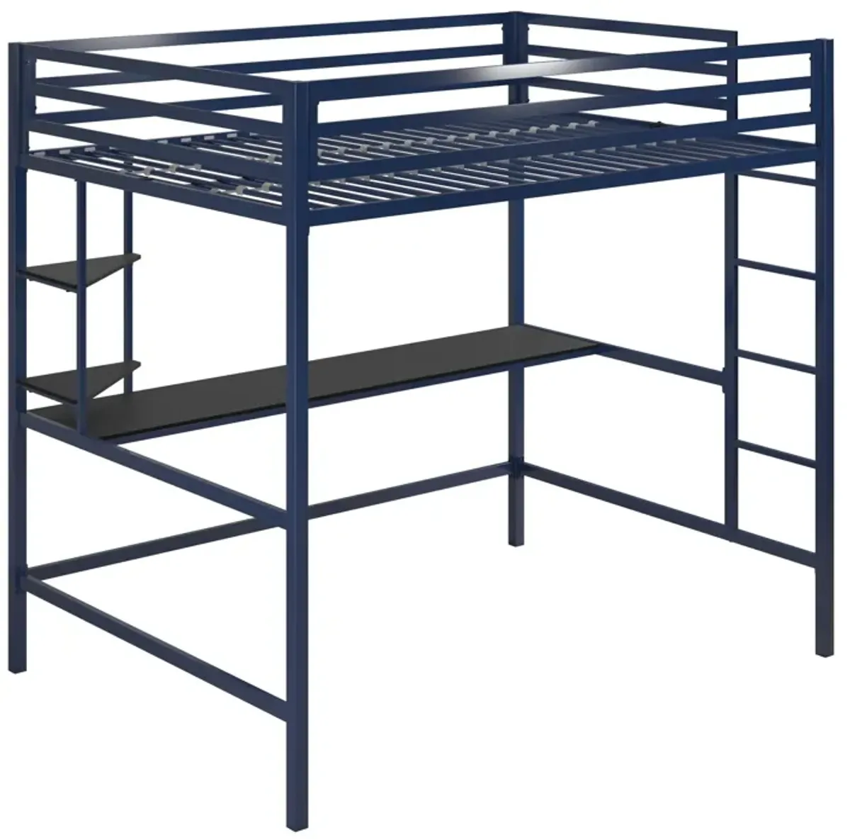 Novogratz Maxwell Metal Loft Bed with Desk & Shelves