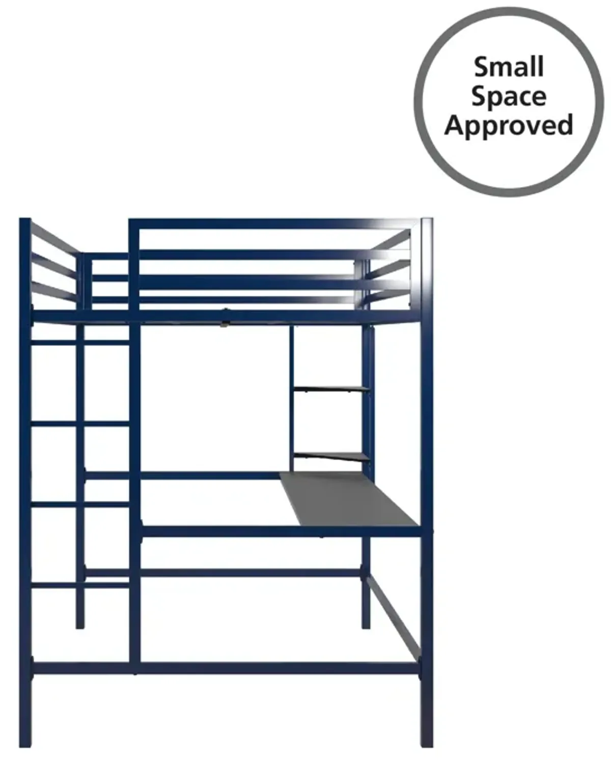 Novogratz Maxwell Metal Loft Bed with Desk & Shelves