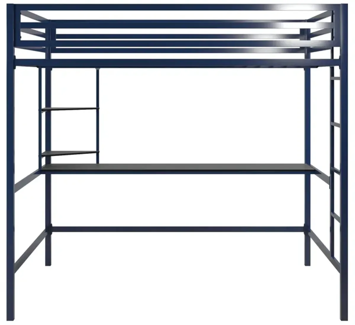 Novogratz Maxwell Metal Loft Bed with Desk & Shelves