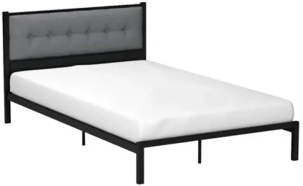Platform Bed Frame with Metal Build and Brown Wood Panel Features