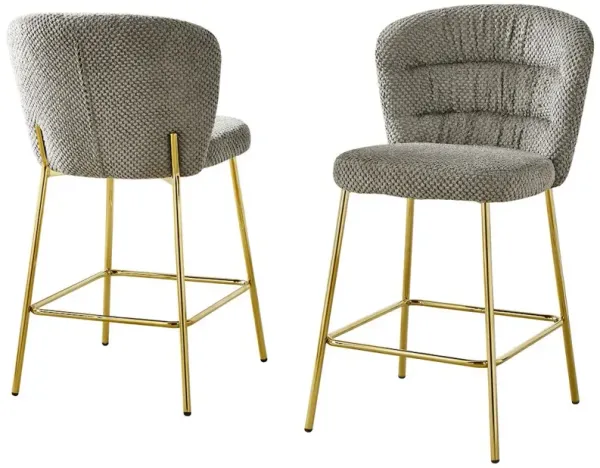 Best Quality Furniture Gray With Gold Base Counter-Height Chair, Set Of 2