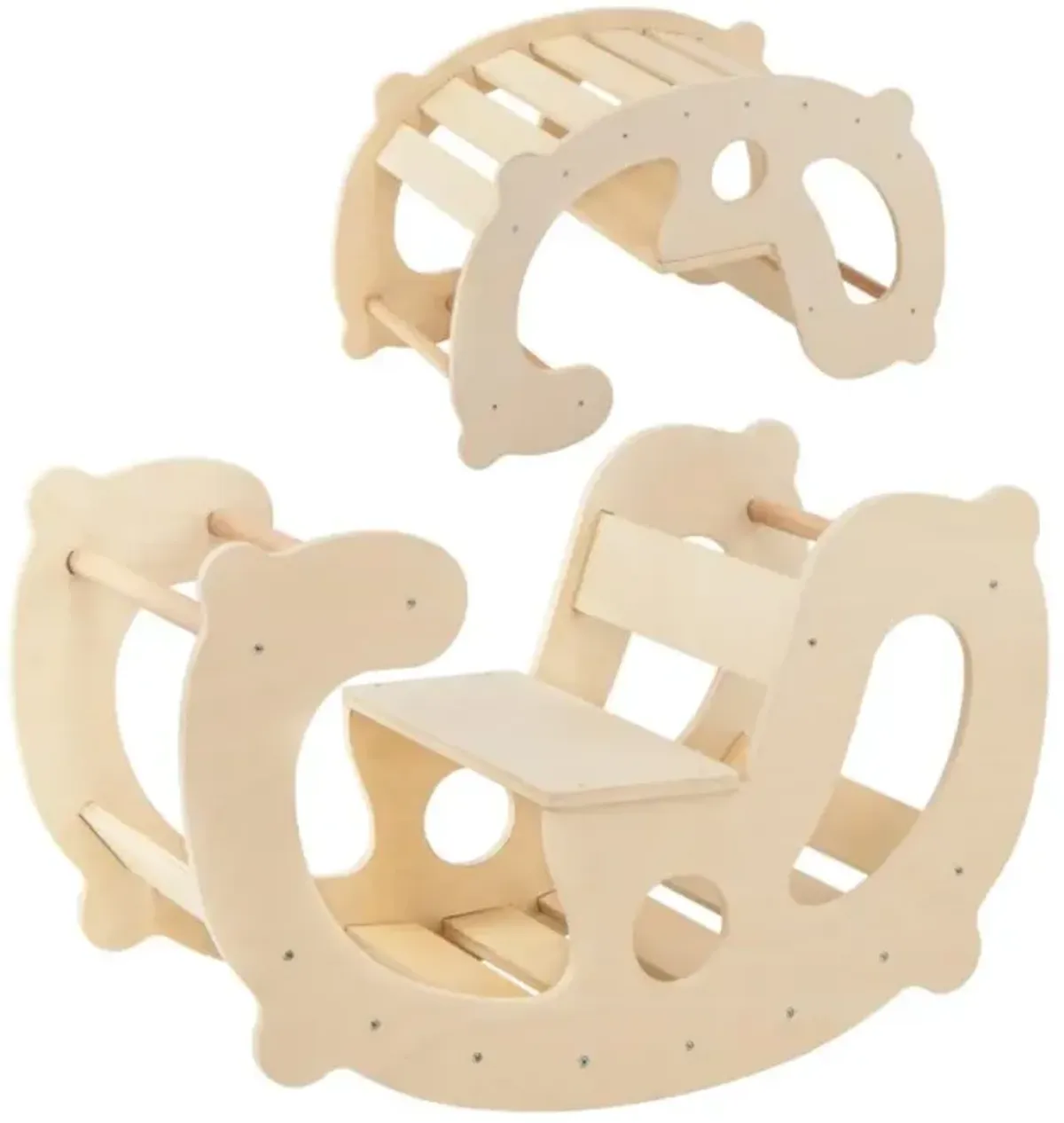 Hivvago 2-in-1 Rocking Horse Arch for Kids Montessori Climbing Toys with Arch Climber