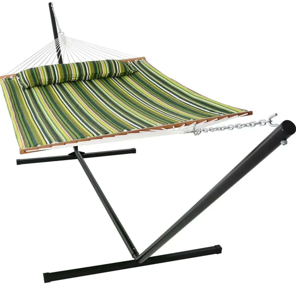 Sunnydaze 2-Person Quilted Fabric Hammock with Steel Stand