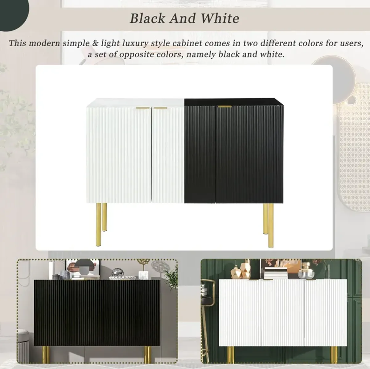 Streamdale Modern Luxurious Sideboard with Gold Legs