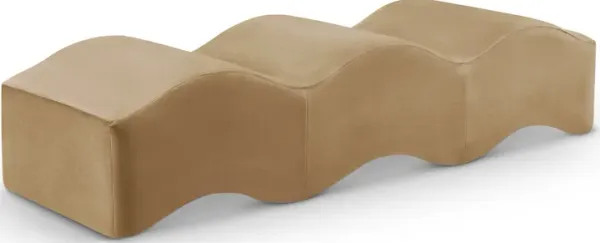 Meridian Furniture Wave Beige Velvet Bench