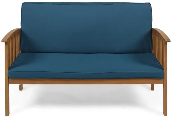 Merax Acacia Wood Outdoor Loveseat Sofa Chair