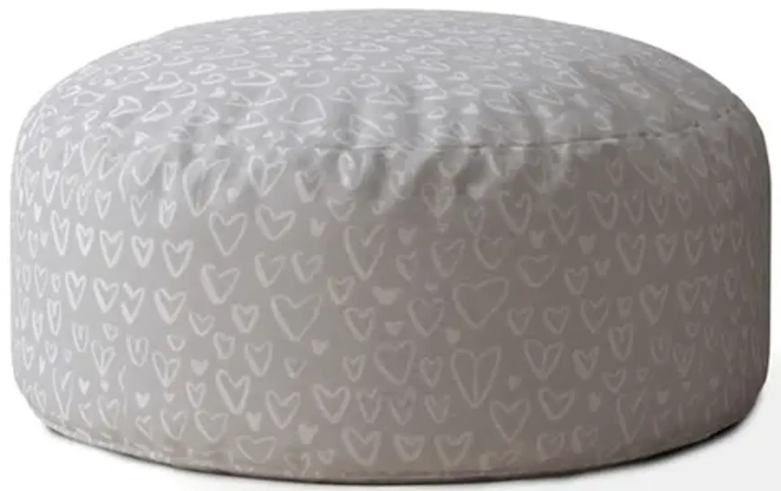 Hivvago 24" Grey Cotton Round Floral Pouf Ottoman