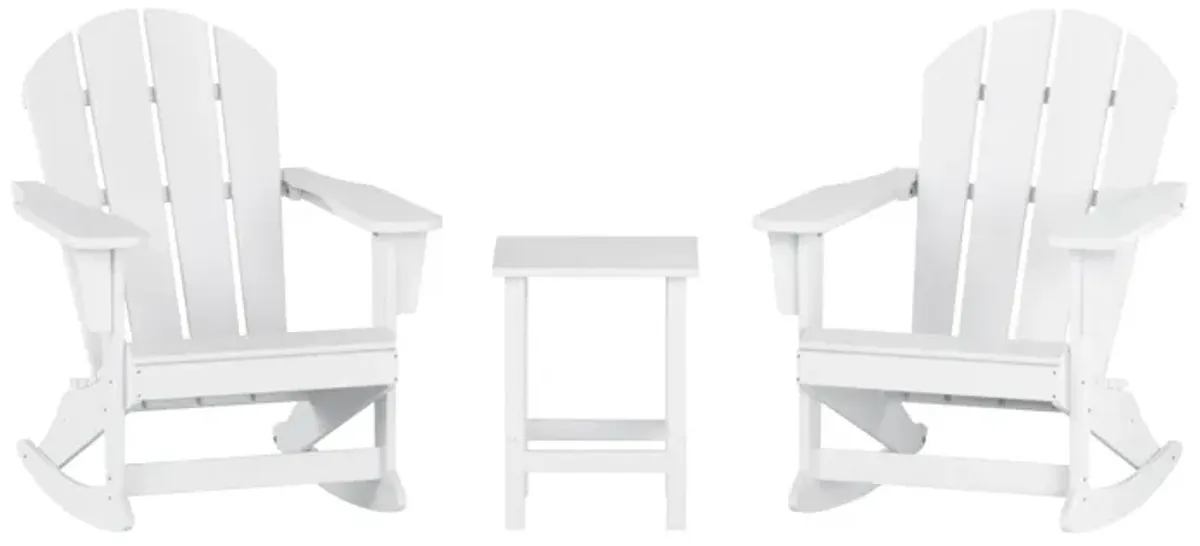 WestinTrends 3-Piece Outdoor Patio Rocking Adirondack Chairs with Side Table Set