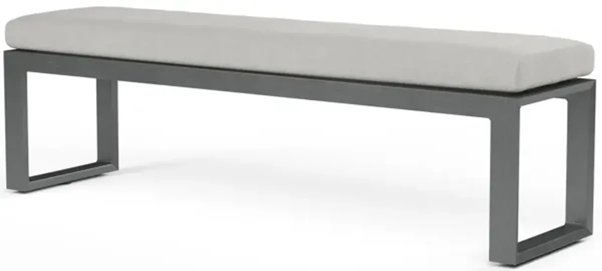 Redondo Dining Bench in Cast Silver, No Welt