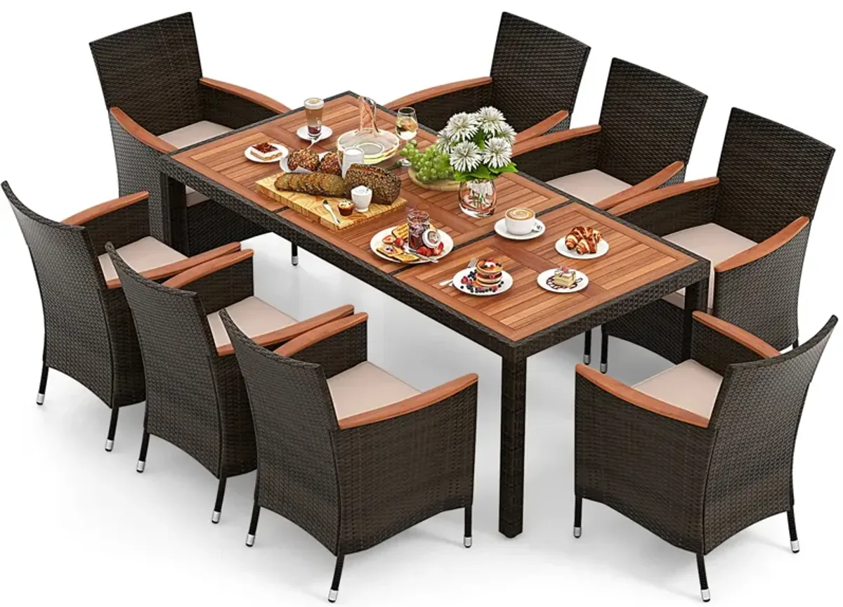 9 Piece Outdoor Dining Set with Umbrella Hole