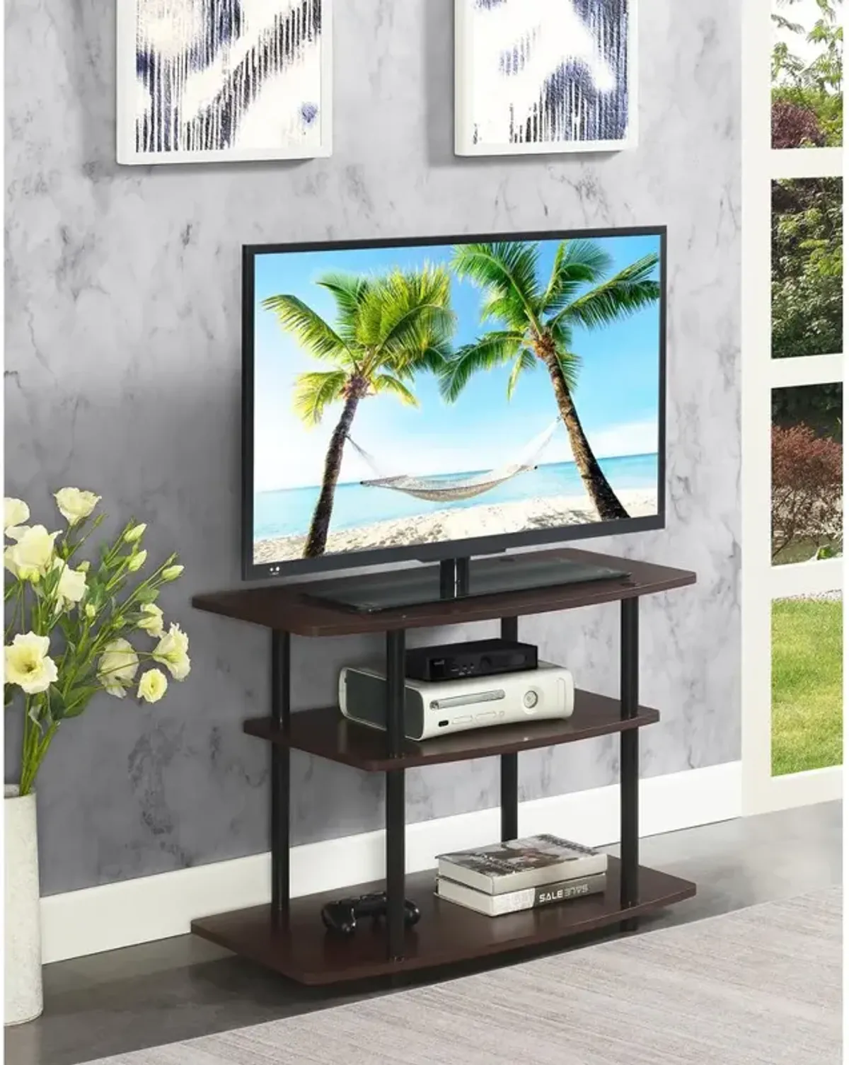 Convenience Concepts Designs2Go No Tools 3 Tier TV Stand Espresso/Black