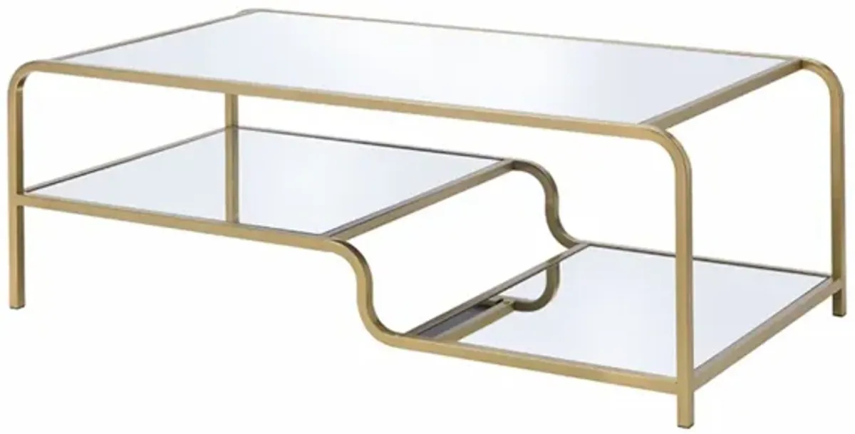 ACME Astrid Coffee Table, Gold & Mirror