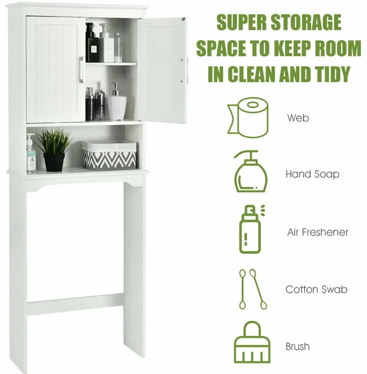 Over Toilet Space Saver Bathroom Organizer with Storage Cabinet