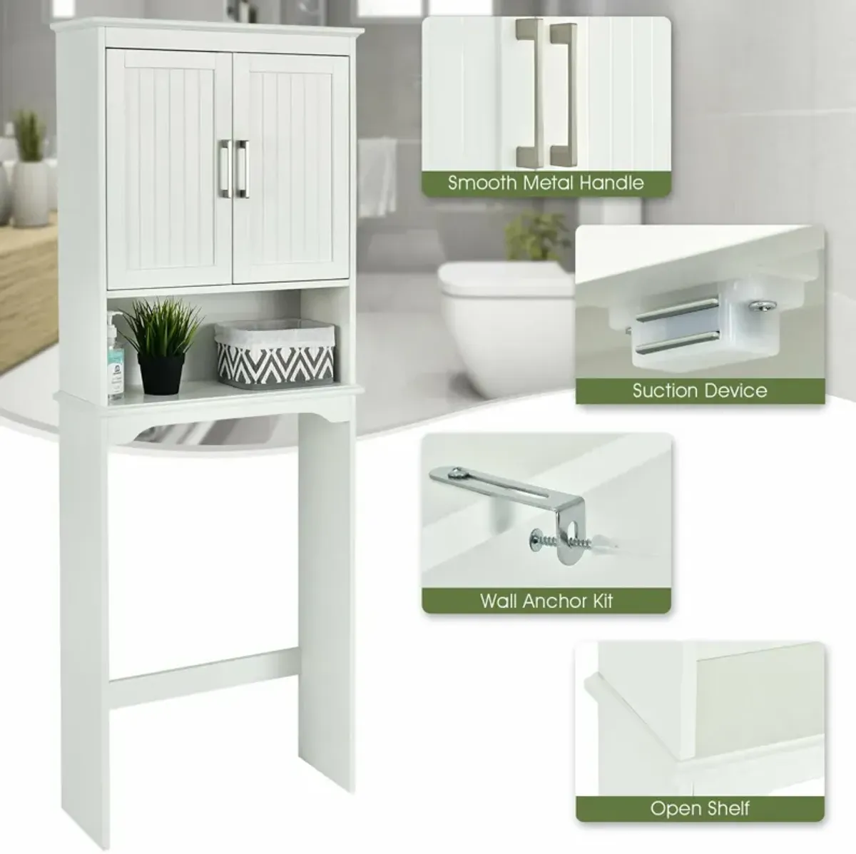 Over Toilet Space Saver Bathroom Organizer with Storage Cabinet