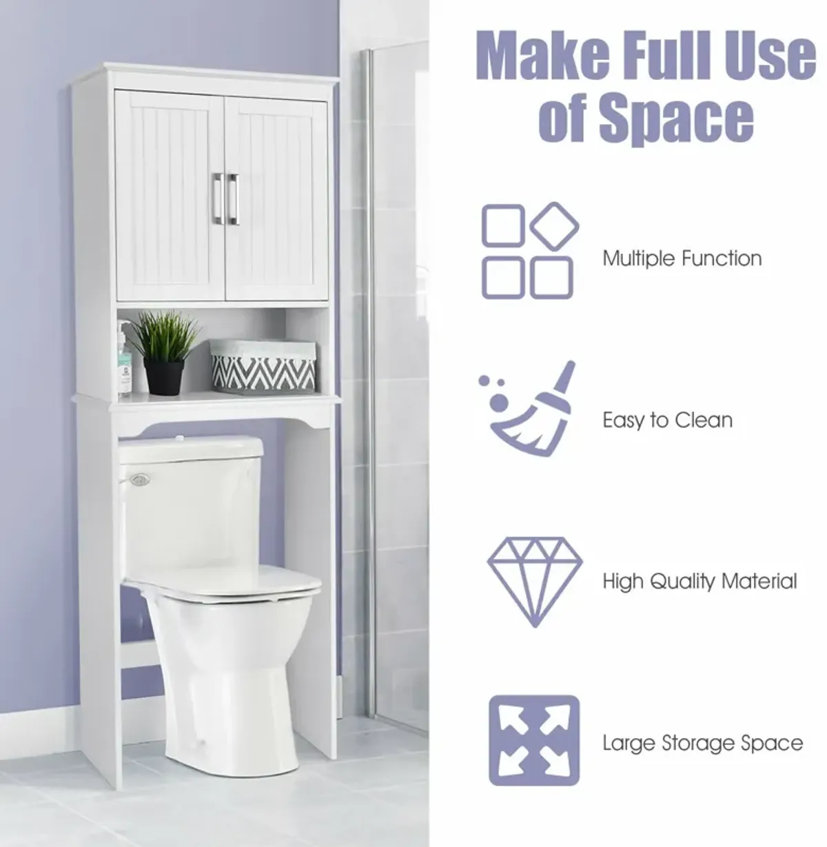 Over Toilet Space Saver Bathroom Organizer with Storage Cabinet