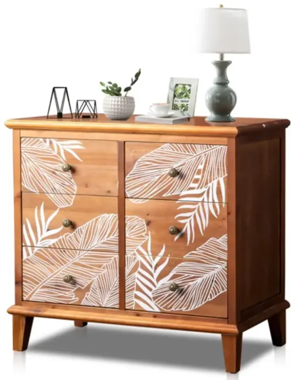 Bohemian 6-Drawer Chest, Stylish Dresser for Bedroom & Living Room Storage