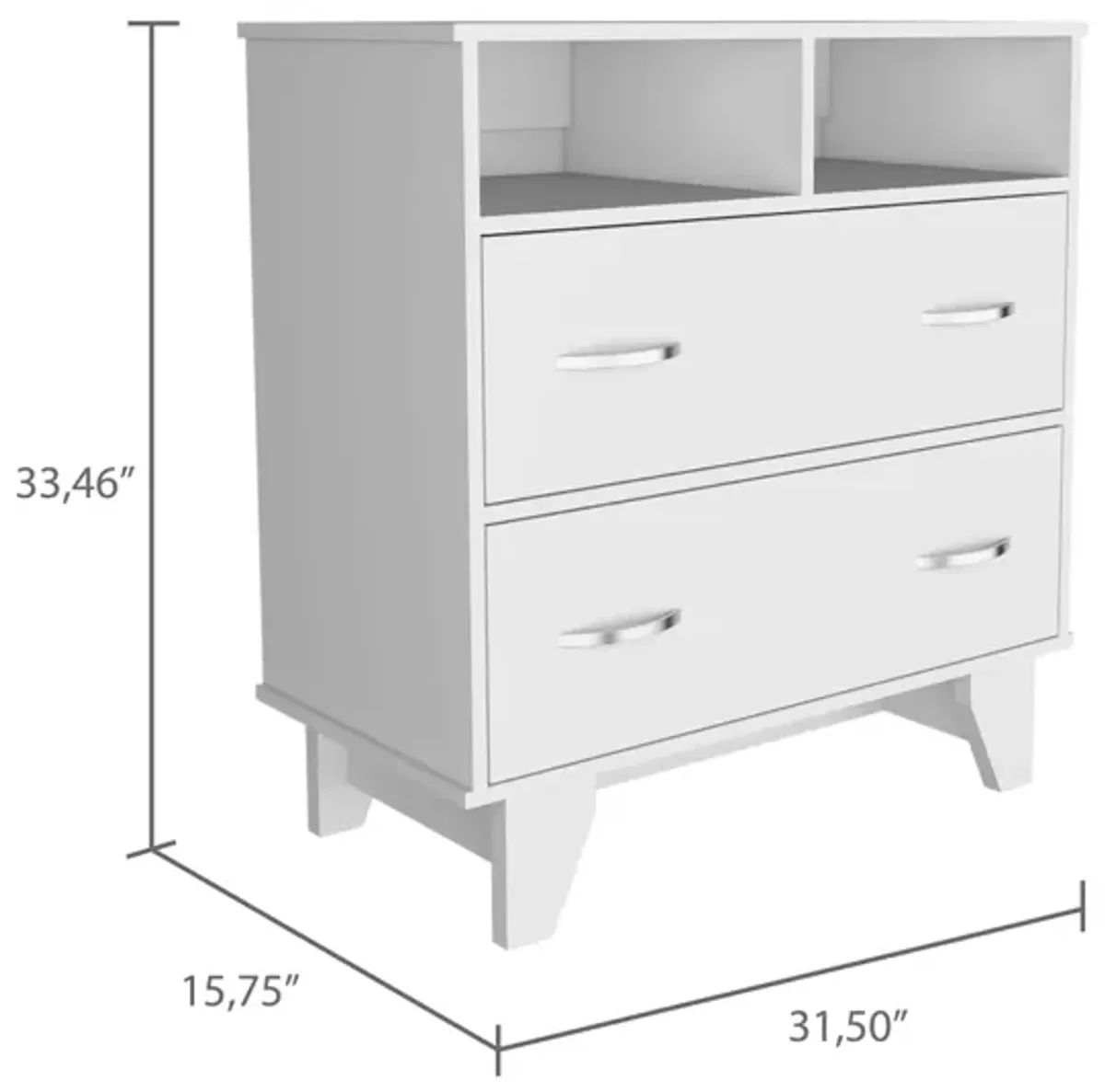 Aaron 2-Drawer 2-Shelf Dresser White