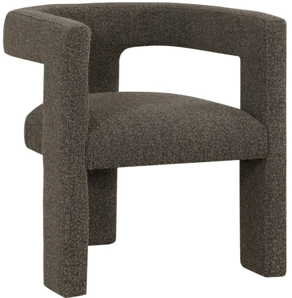 Hellen Accent Side Chair, Fully Upholstered Chocolate Brown Boucle Fabric