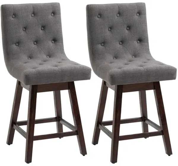 Dark Gray Breakfast Bar: Swivel Counter Height Tufted Fabric Stools