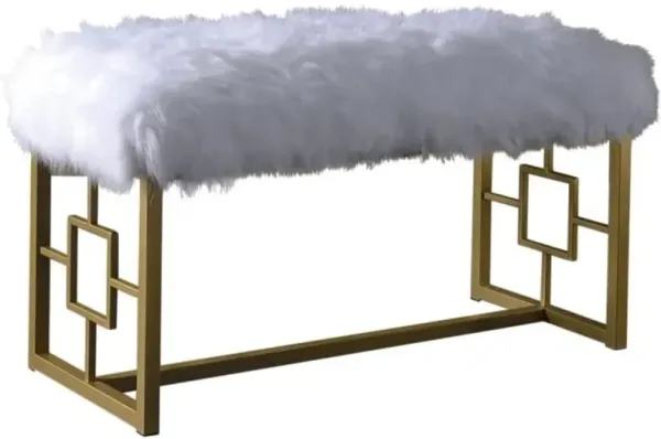 Upholstered Bench with Faux Fur Top for Stylish Accent Seating