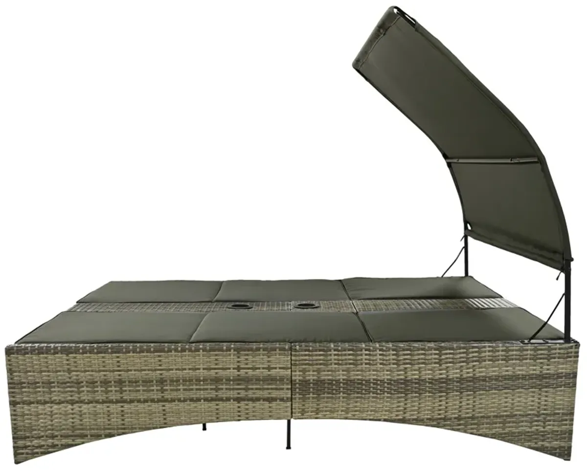 Merax Patio Outdoor Daybed Bed with Shelter Roof