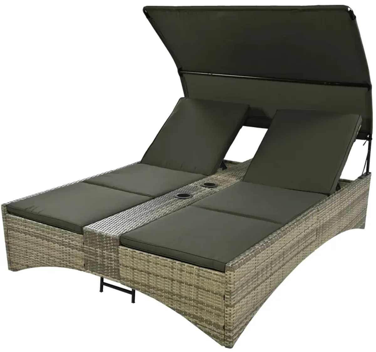 Merax Patio Outdoor Daybed Bed with Shelter Roof