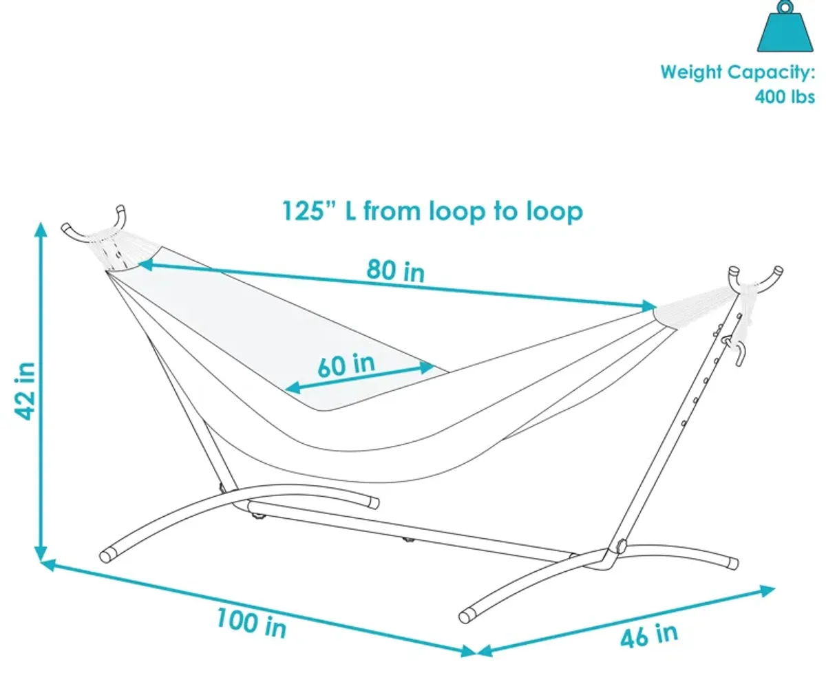 Sunnydaze Large Cotton Hammock with Steel Stand and Carrying Case