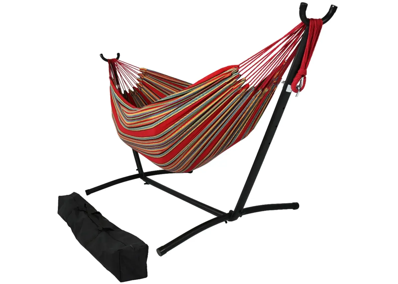 Sunnydaze Large Cotton Hammock with Steel Stand and Carrying Case