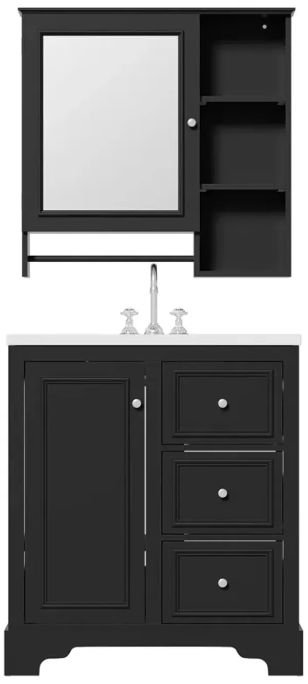 Merax Freestanding Bathroom Vanity Set with Mirror Cabinet
