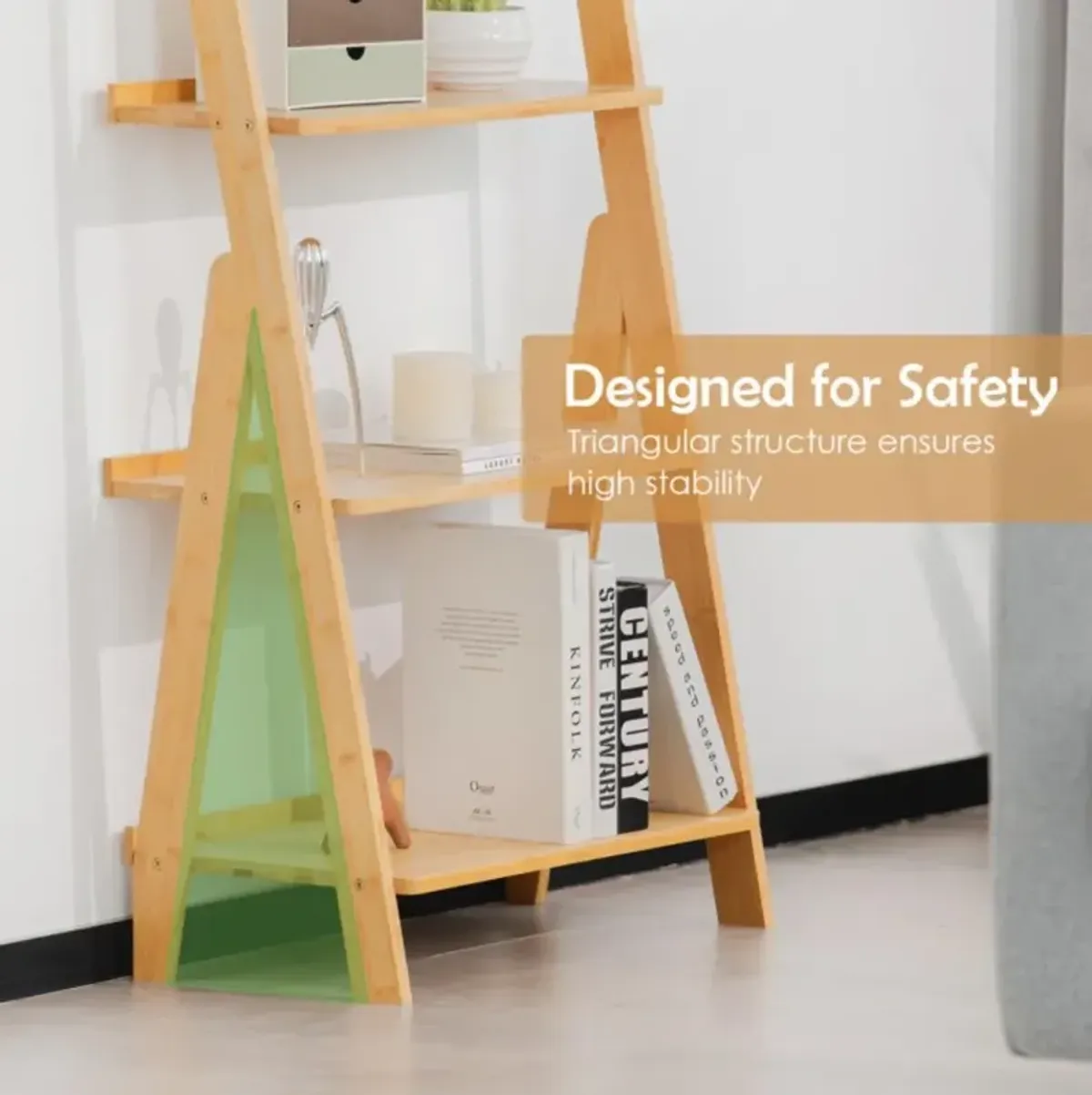 Hivvago 5-Tier Bamboo Ladder Shelf for Home Use