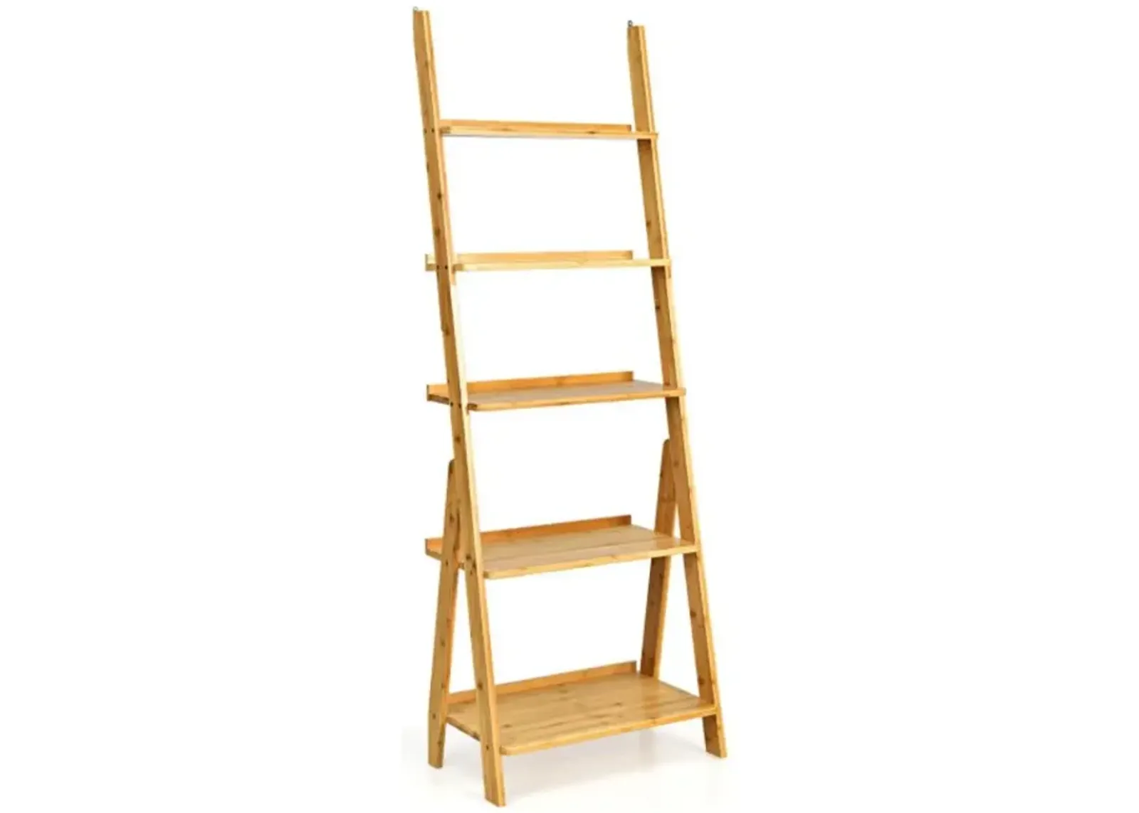 Hivvago 5-Tier Bamboo Ladder Shelf for Home Use