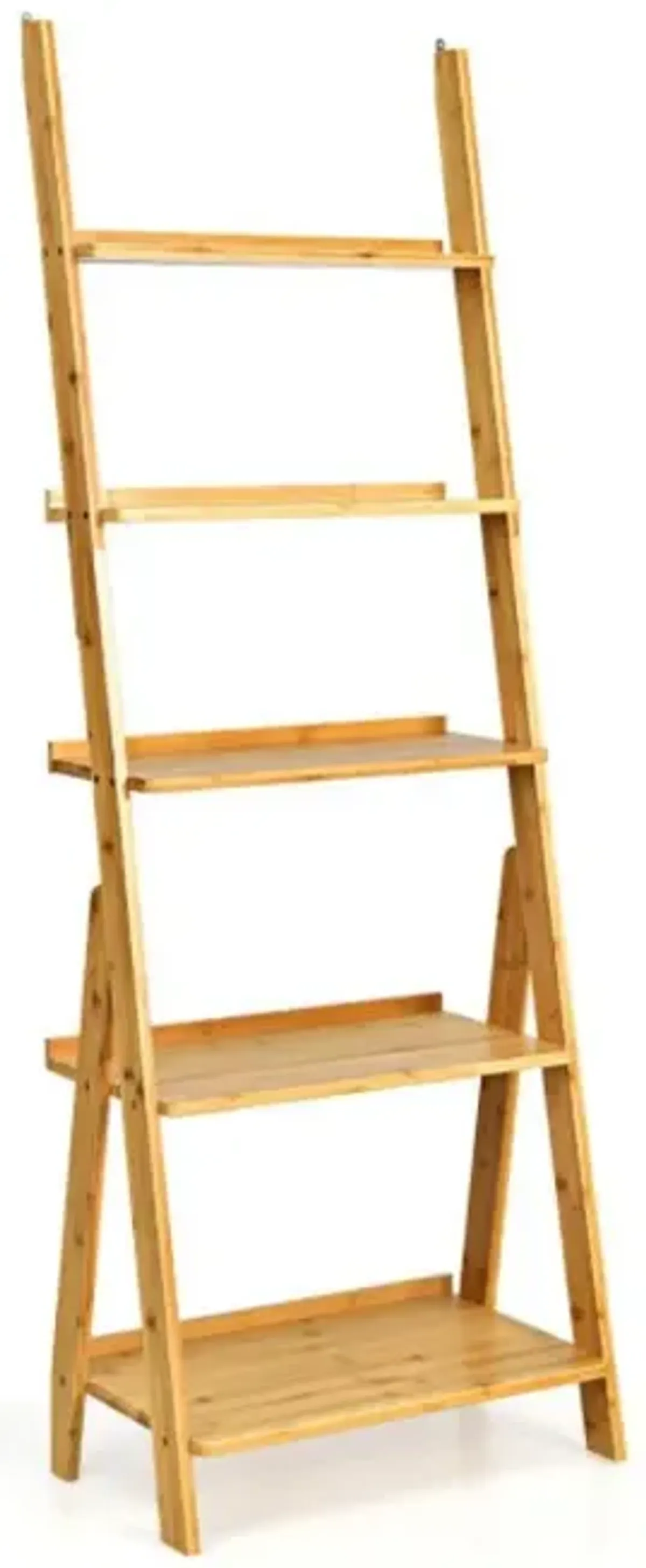 Hivvago 5-Tier Bamboo Ladder Shelf for Home Use