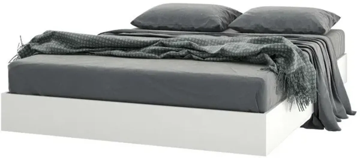 Hivvago Modern Floating Style White Platform Bed Frame in Queen Size