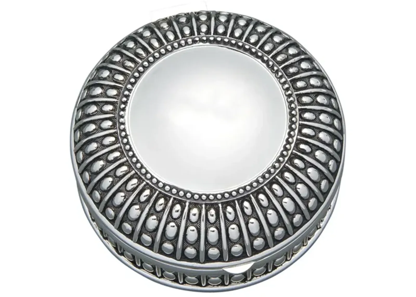 4.5" Silverplated Round Antique-Style Box with Beaded Detail