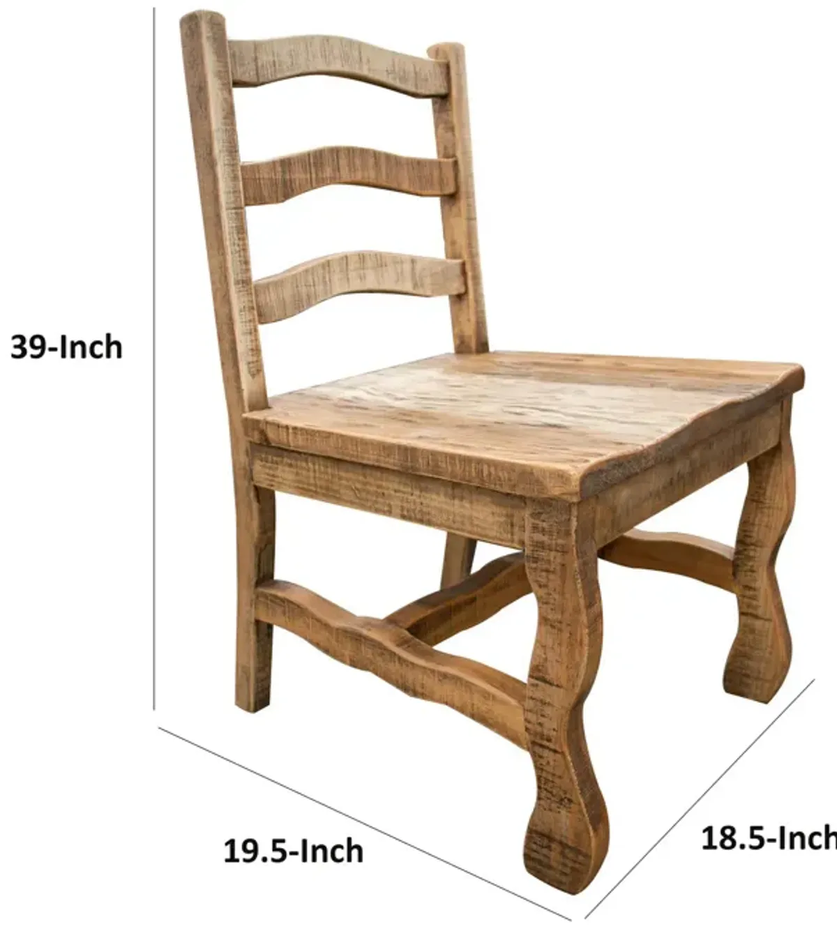 Chris 20 Inch Dining Chair, Set of 2, Curved Pine Wood, Arched Backrest-Benzara