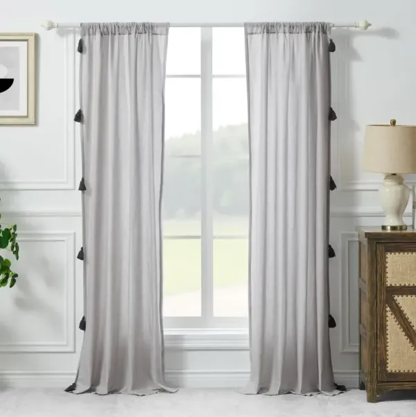 Greenland Home Fashion Monterrey 3" Rod Pocket Light Filtering Curtain Panel Pair Each Panel 42" x 84" Gray