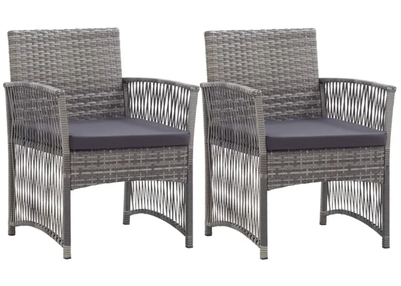 vidaXL Patio Armchairs with Cushions 2 pcs Anthracite Poly Rattan