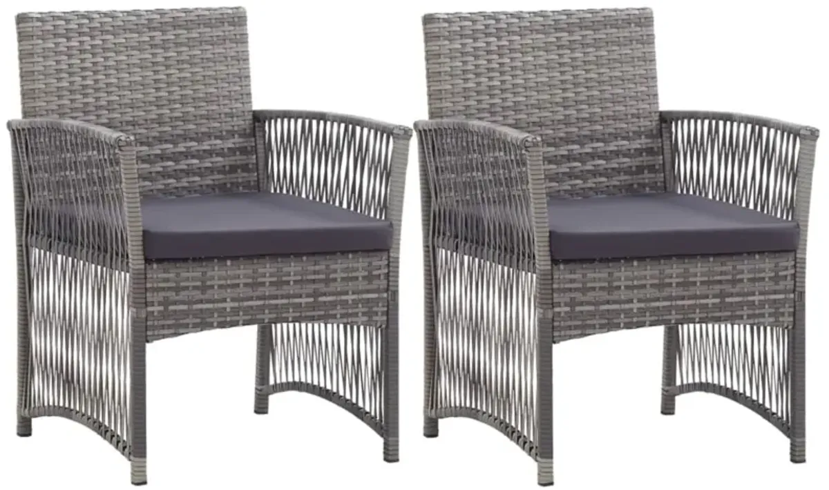 vidaXL Patio Armchairs with Cushions 2 pcs Anthracite Poly Rattan