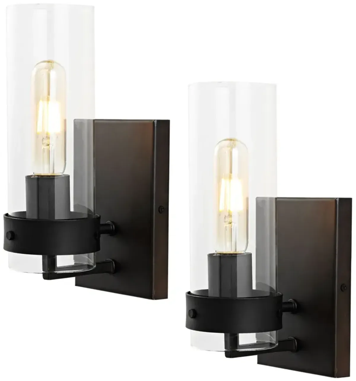 Harper Coastal Minimalist Iron/Glass LED Sconce (Set of 2)